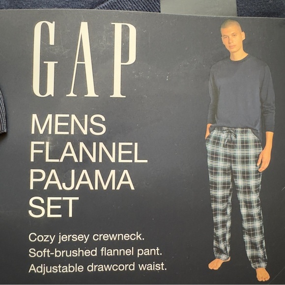 NWT GAP Men's Flannel Pajama Set - Navy and Green Plaid XXL - Picture 3 of 4
